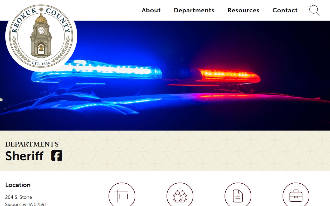 Keokuk County Sheriff contact page for arrest report requests