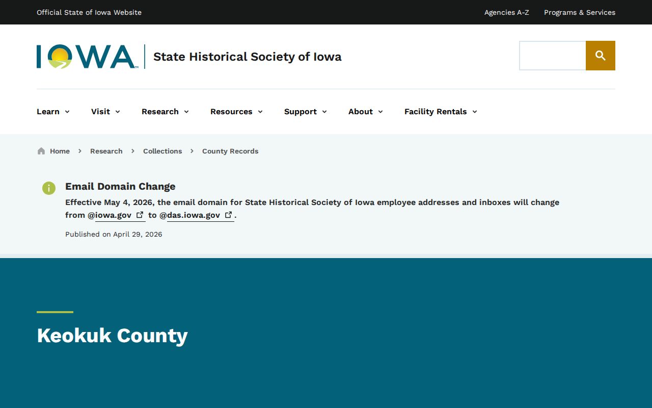 Keokuk County historical record series for arrest report archive research