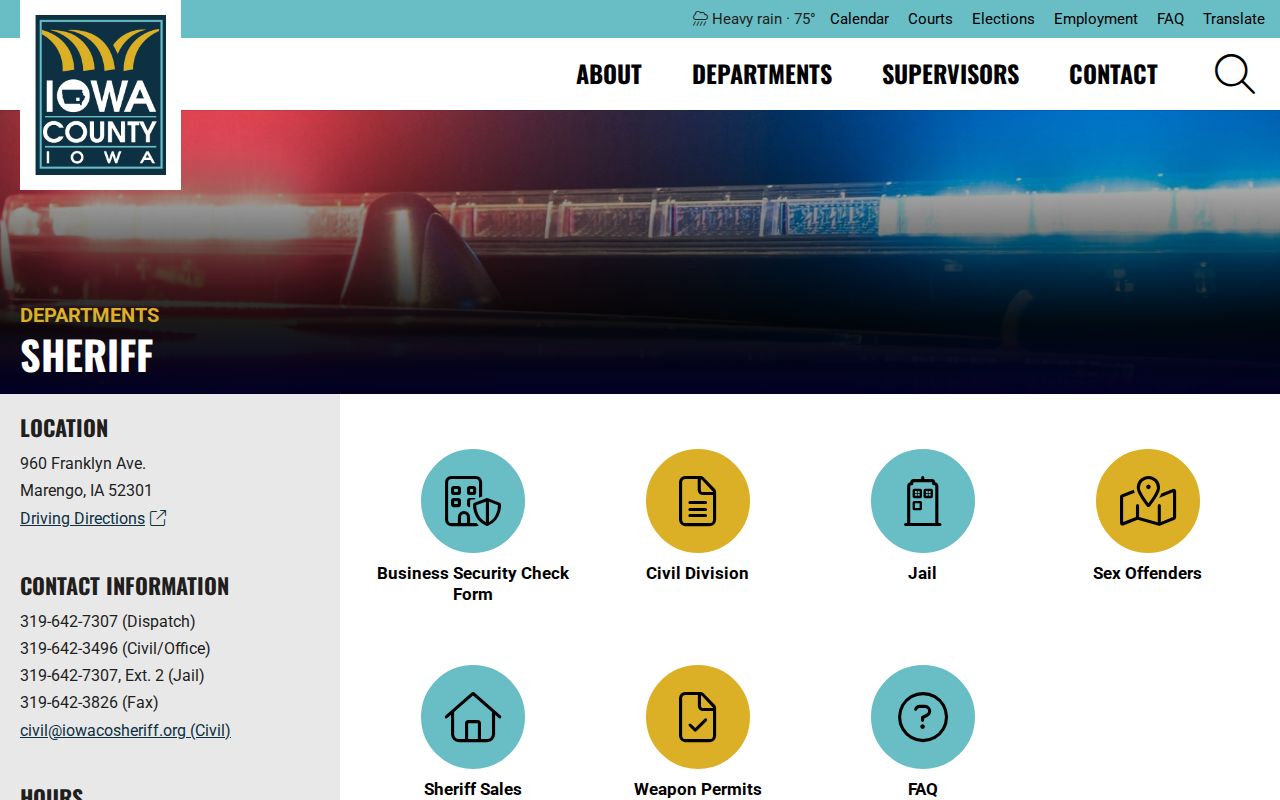 Iowa County Sheriff contact and jurisdiction information for North English arrests